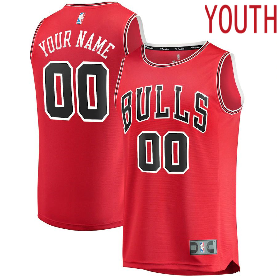 Youth Chicago Bulls Fanatics Branded Red Fast Break Custom Replica NBA Jersey->customized nba jersey->Custom Jersey